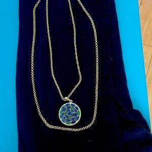 Mosaic double chain pendant
